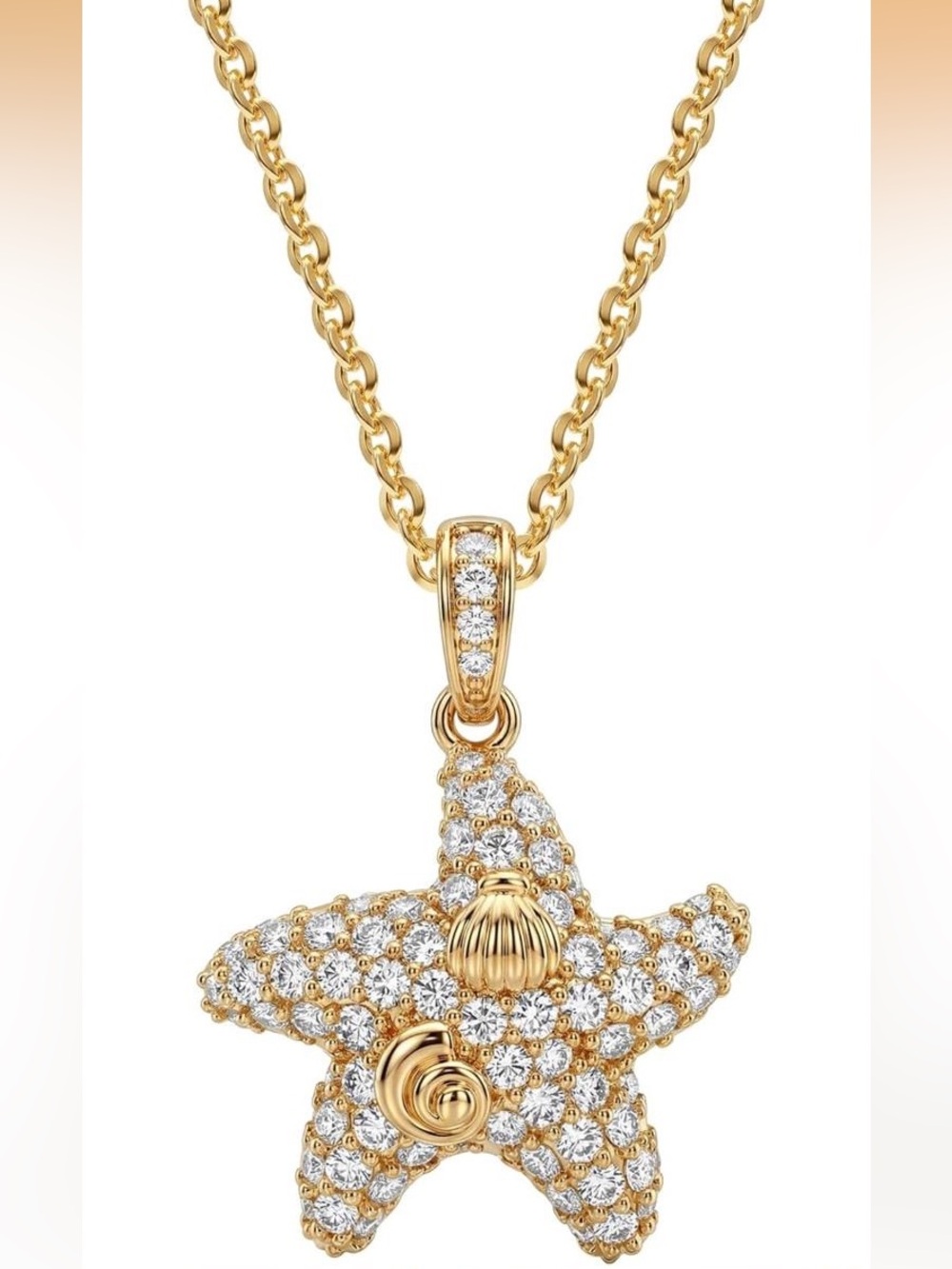 Anthropologie Gold-Tone Pave Crystal Starfish Pendant Necklace